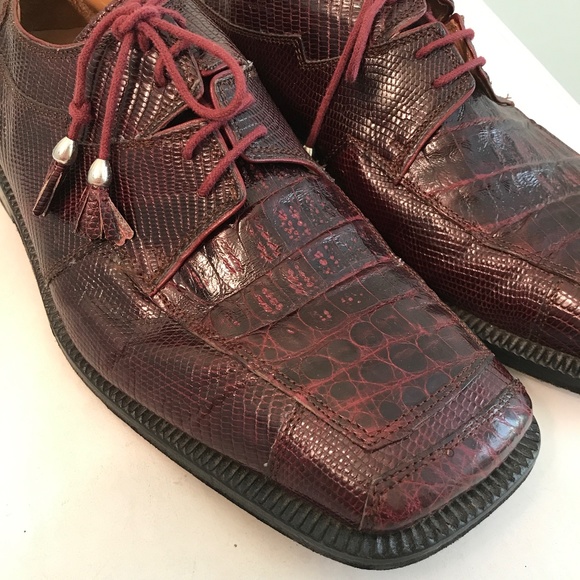 David Eden crocodile lizard burgundy shoes main image 9